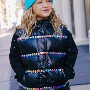 Lola + The Boys Black Vest with Colorful Accents New Without Tags